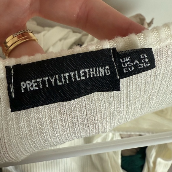 PrettyLittleThing Off-White Ribbed Bodysuit - Picture 3 of 3